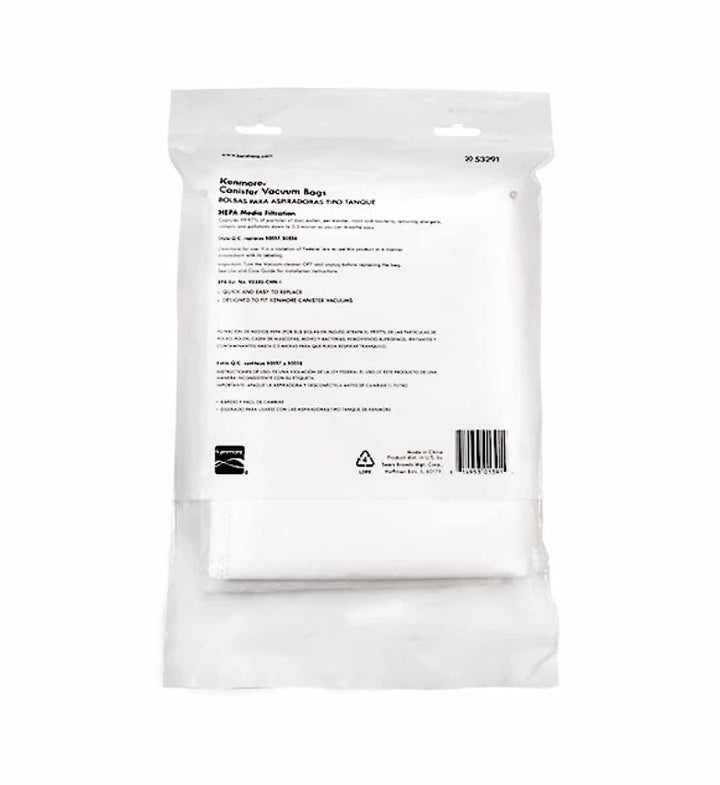 Kenmore 53291 Q/C HEPA Vacuum Bags For Canister Vacuums, 1 Pack 2 Pcs