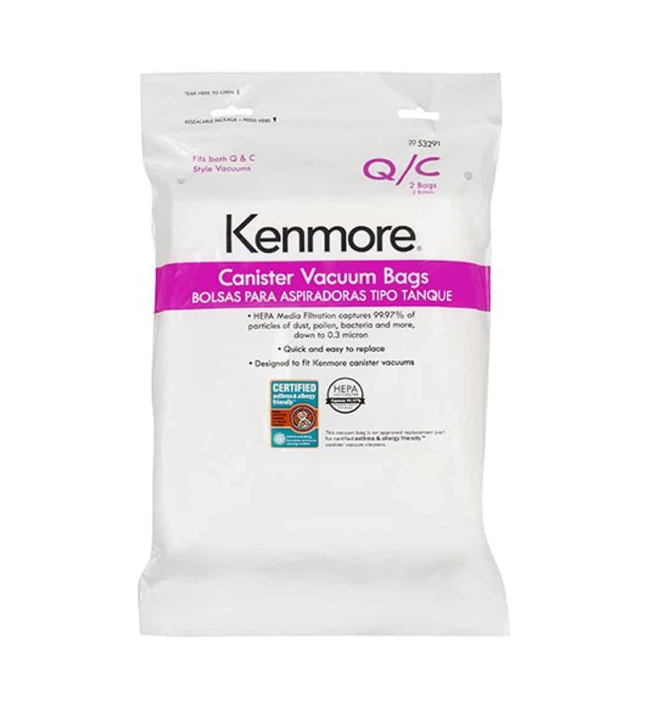 Kenmore 53291 Q/C HEPA Vacuum Bags For Canister Vacuums, 1 Pack 2 Pcs