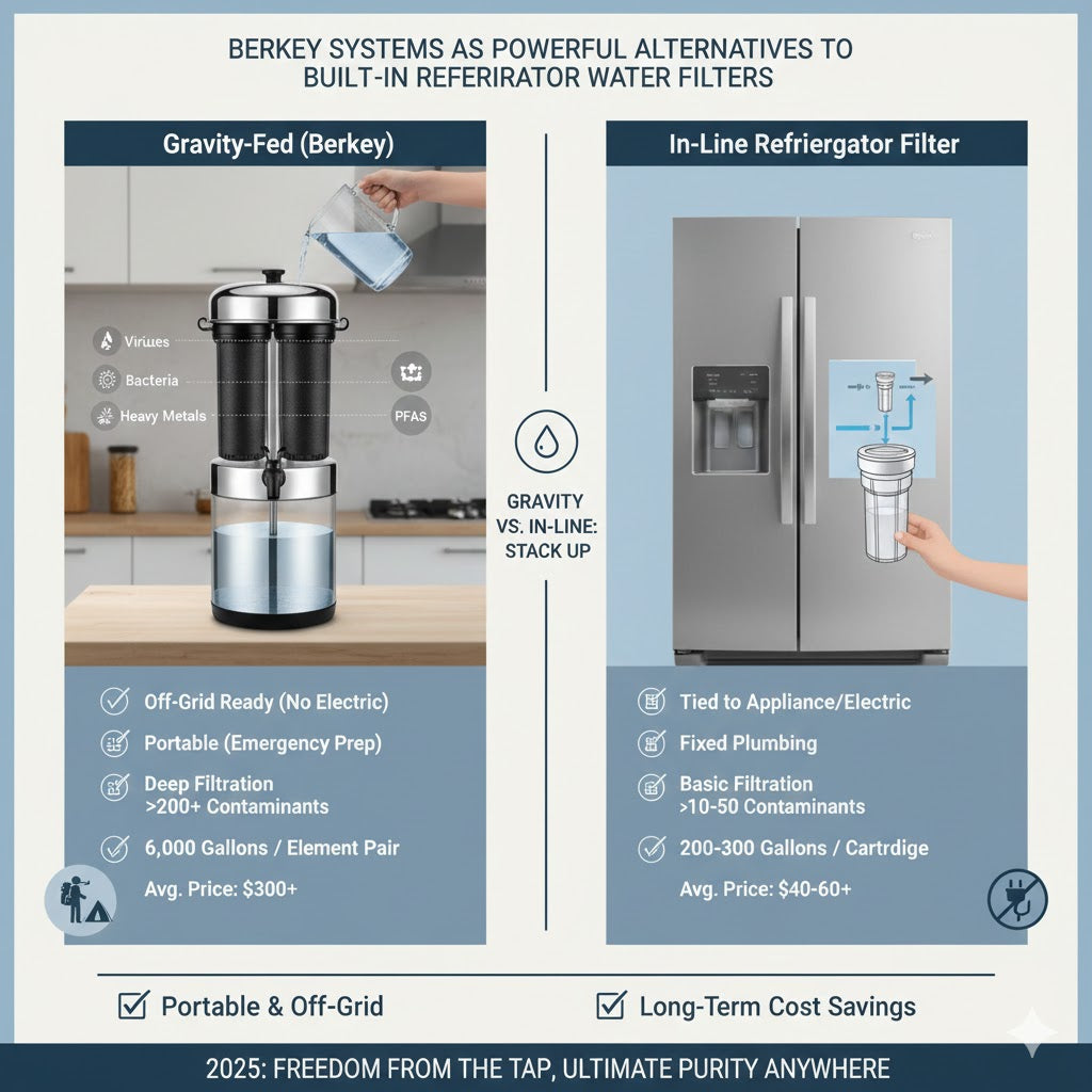 Berkey Systems as Powerful Alternatives to Built-in Refrigerator Water Filters