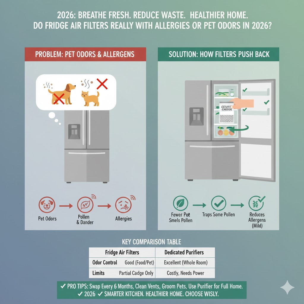 Fridge air filters trap odors and some allergens, but can they help with pet hair and pollen