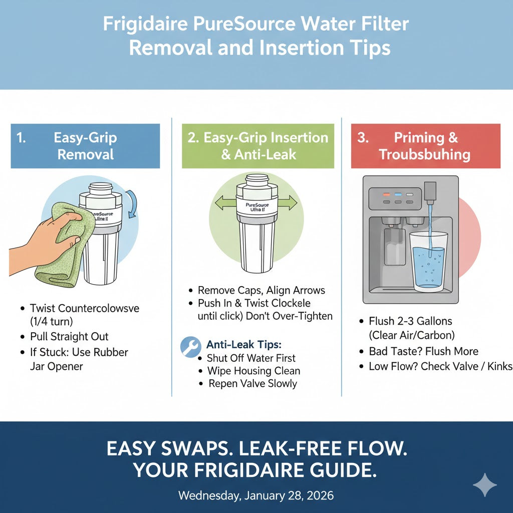 Frigidaire PureSource Water Filter Removal and Insertion Tips