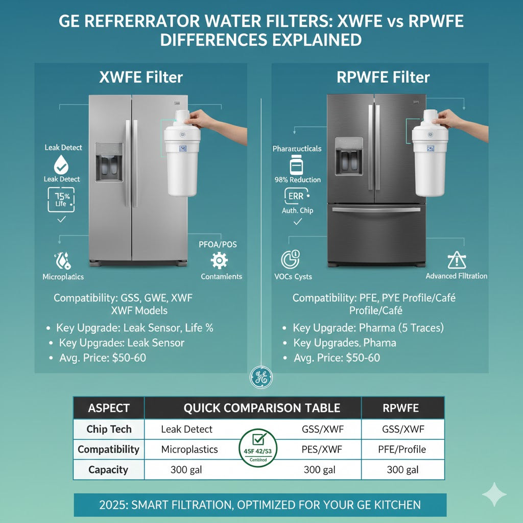 GE Refrigerator Water Filters: XWFE vs RPWFE Differences Explained