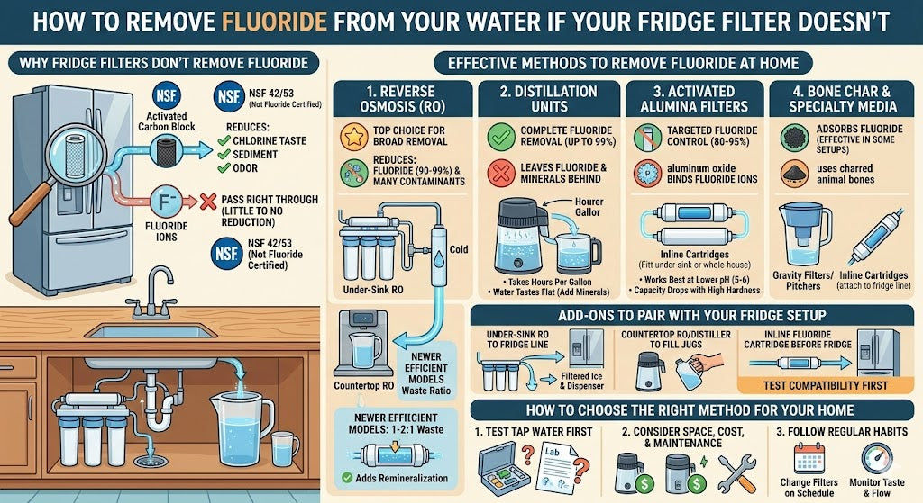 Want to filter fluoride from tap water? Discover proven solutions including RO systems, distillers, and specialty fluoride filter add-ons.