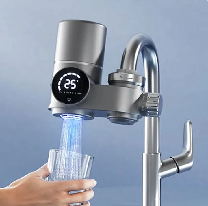 8-Stage UV Sterilization Water Purifier Faucet with Heating - Silver Gray Filtration