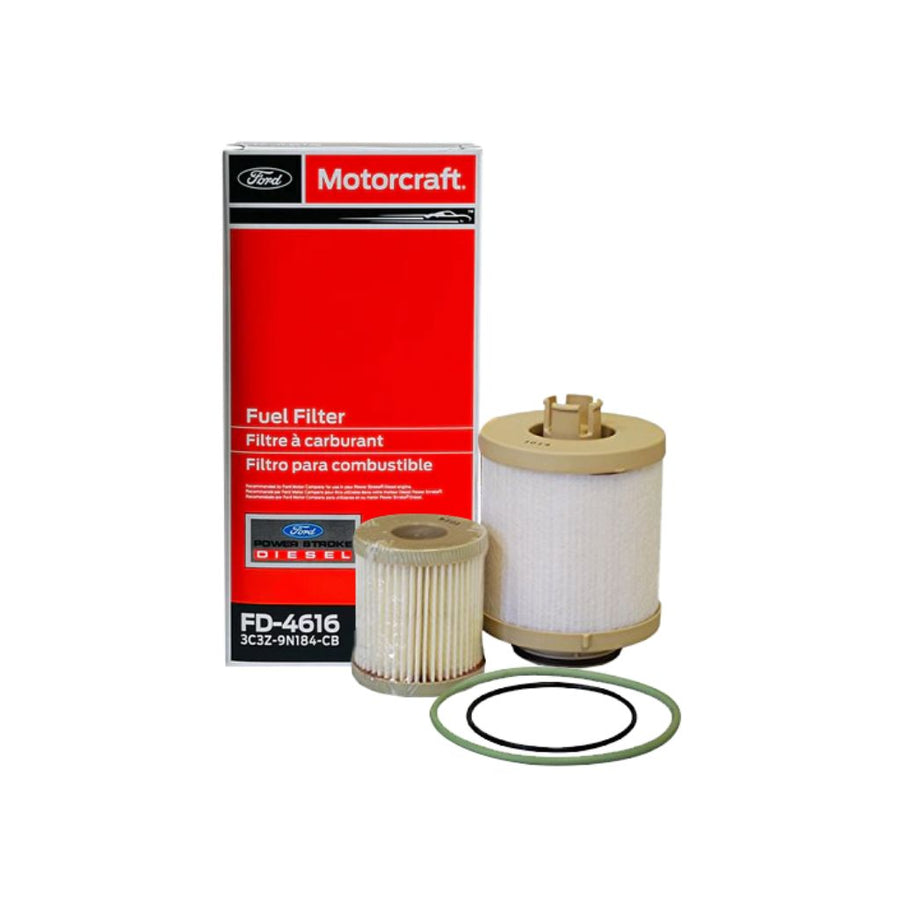 Motorcraft FD-4616 fuel filter kit with retail box and seals for Ford Powerstroke