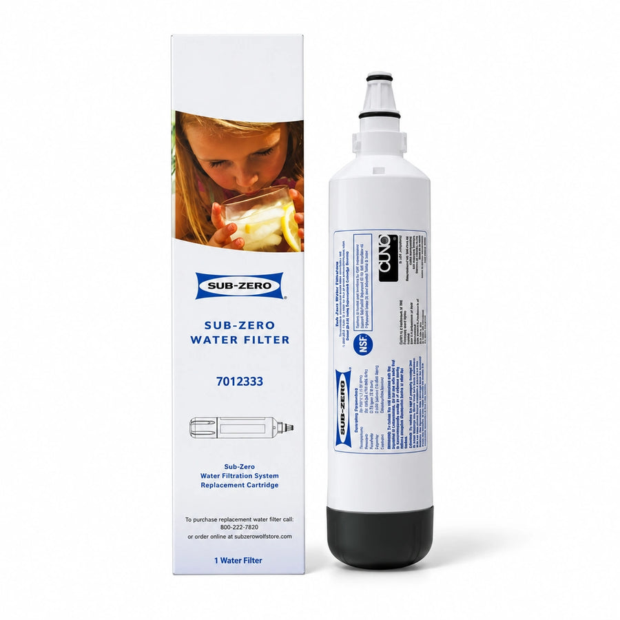 One Sub-Zero 7012333 UC-15 water filter with its product box on a white background