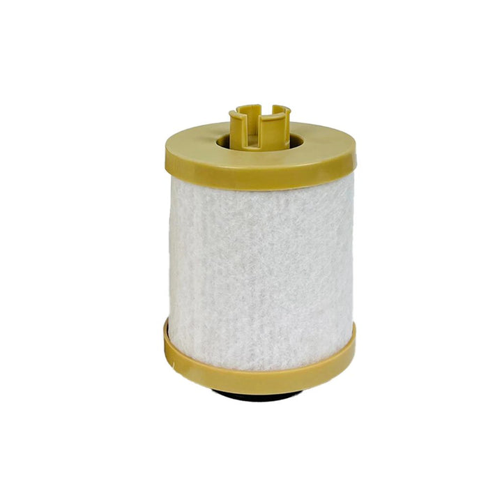 Close-up image of the Motorcraft FD-4671 Fuel Filter showing the yellow and black design of the main filter
