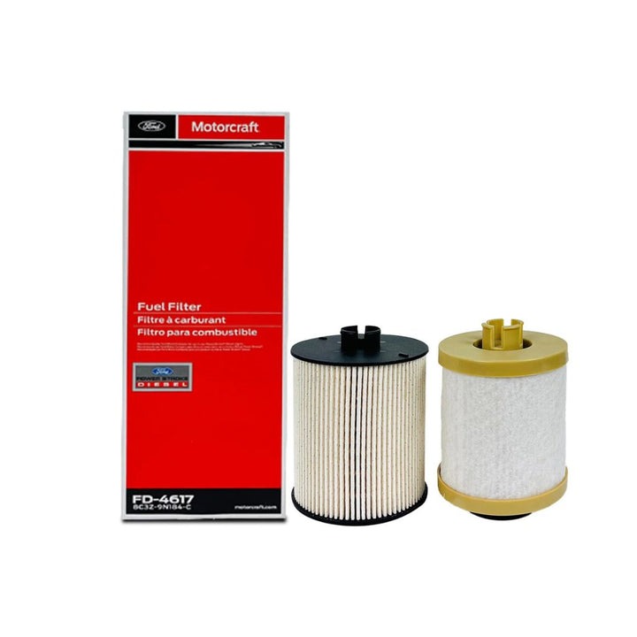 Motorcraft FD-4671 Fuel Filter designed for diesel fuel systems, showing the large filter and O-ring.