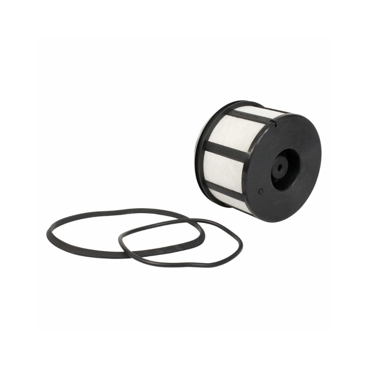 Top angle view of Motorcraft FD-4596 diesel fuel filter cartridge with seals