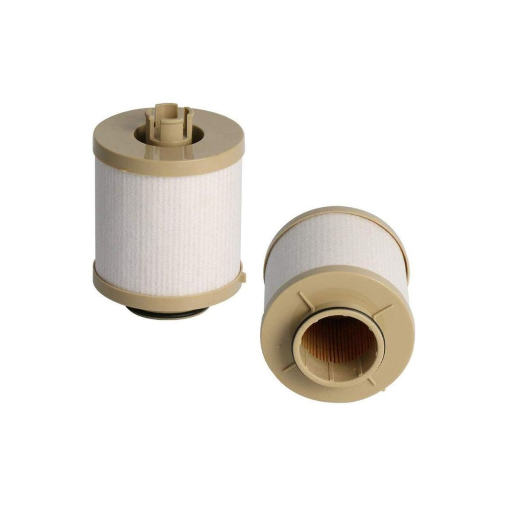 Two Motorcraft FD-4616 fuel filter elements displayed side by side on white background