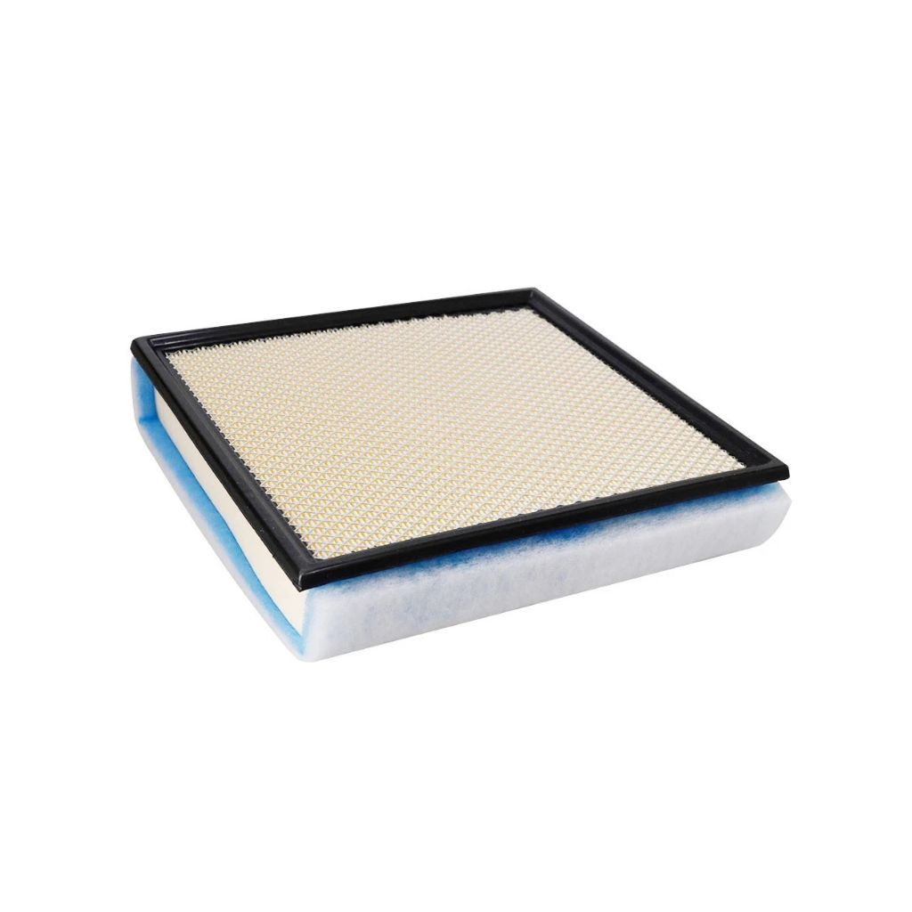 Motorcraft OEM replacement air filter displayed at an angle with blue foam backing