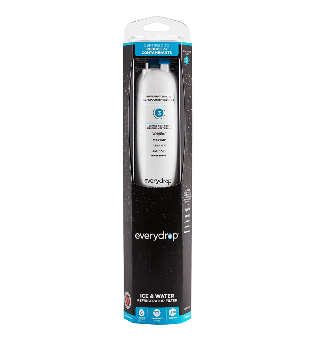 The EveryDrop Refrigerator Water Filter 3 (EDR3RXD1) by Whirlpool is a top-performing filter that removes impurities from your refrigerator water. Enjoy fresh, clean water and ice with this high-quality filter