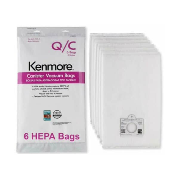 Kenmore 53294 Style O HEPA Cloth Vacuum Bags for Kenmore Upright Vacuum Cleaners 6 Pack, White