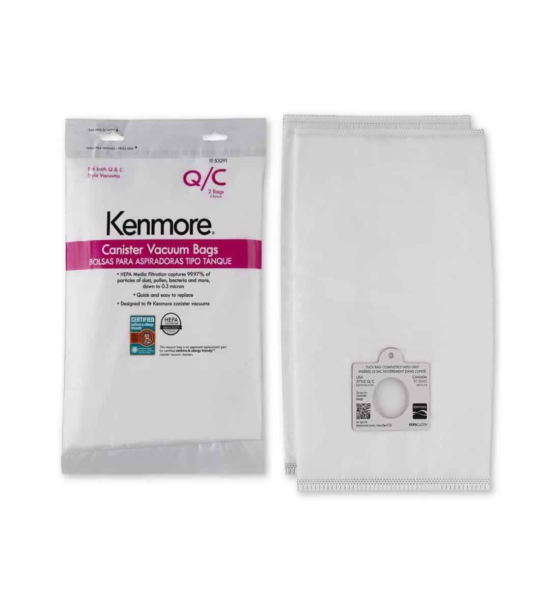 Kenmore 53291 Q/C HEPA Vacuum Bags for Canister Vacuums, 2 Pack